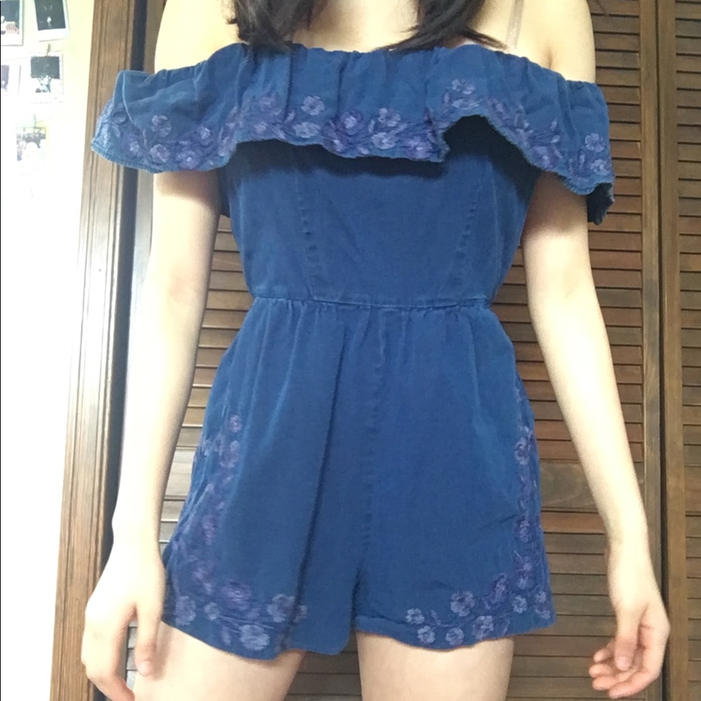 Blue floral romper American eagle